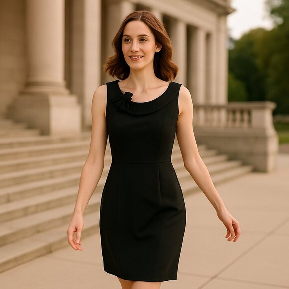 Calvin Klein Dresses & Skirts - Calvin Klein Womens Black Bow Neck Sleeveless Sheath Cocktail Dress Size Large